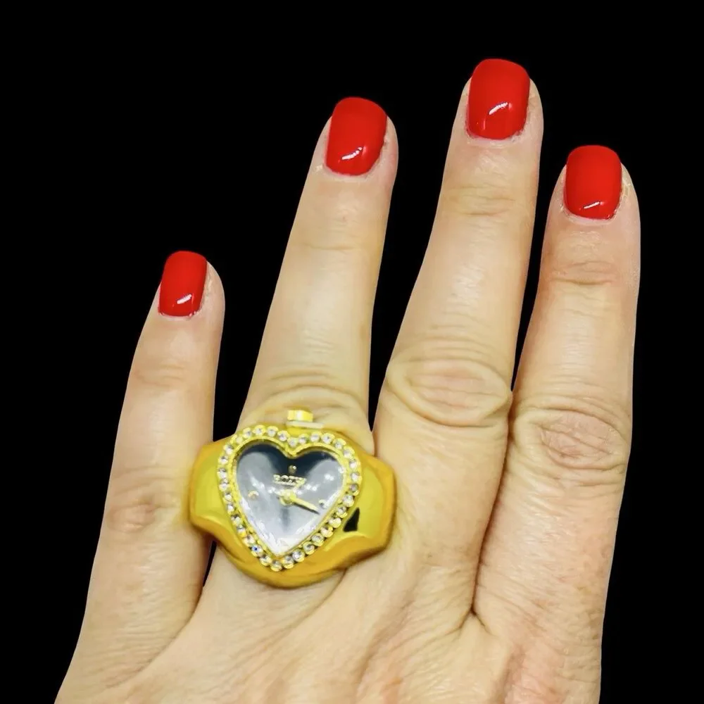 BOZHI Ring Watch Gold Design With Crystals New